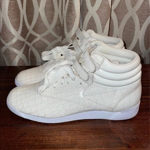 Women's Reebok Freestyle High Top Crackle Sneaker